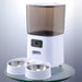 Smart 5L pet food dispenser with dual compartments and stainless steel bowls for cats and dogs

