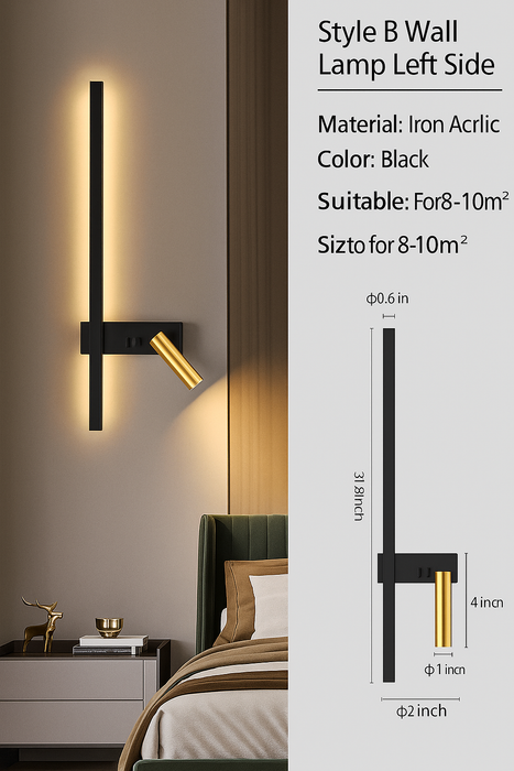 Nordic Modern LED Wall Lamp – Black & White Minimalist Design for Living Room & Bedroom - Samanta Factory