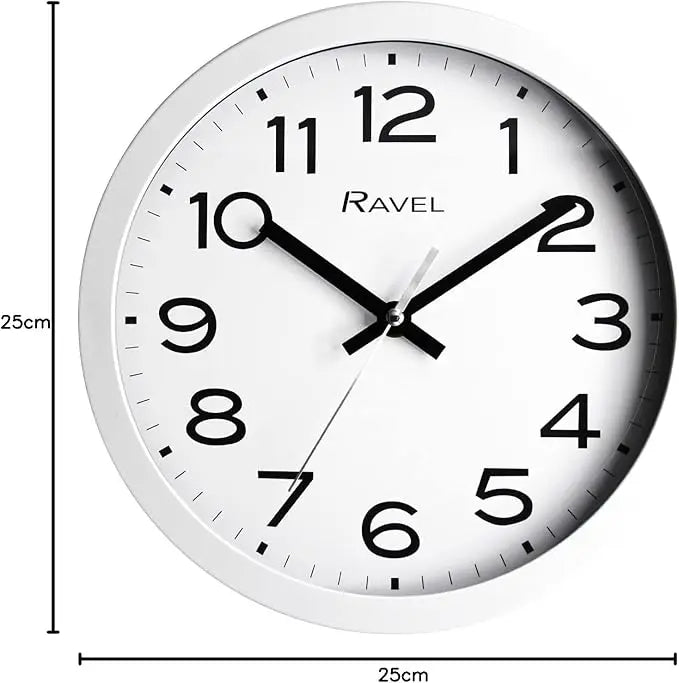 Wall Clock – Modern 25cm White Dial with Silent Sweep - Samanta Factory