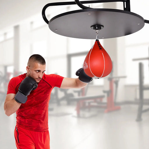 HOMCOM adjustable wall-mounted punching ball platform with speed bag, pump, and hardware for boxing training