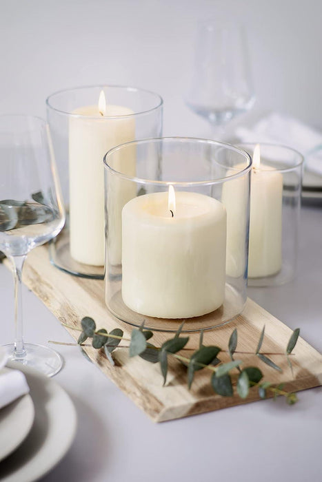 12 X IVORY PILLAR CANDLES 40 X 60 MM WEDDING CHRISTMAS EVENTS CHURCH HOME DECOR