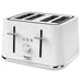 4-slice fluted white toaster with extra-wide slots and chrome accents

