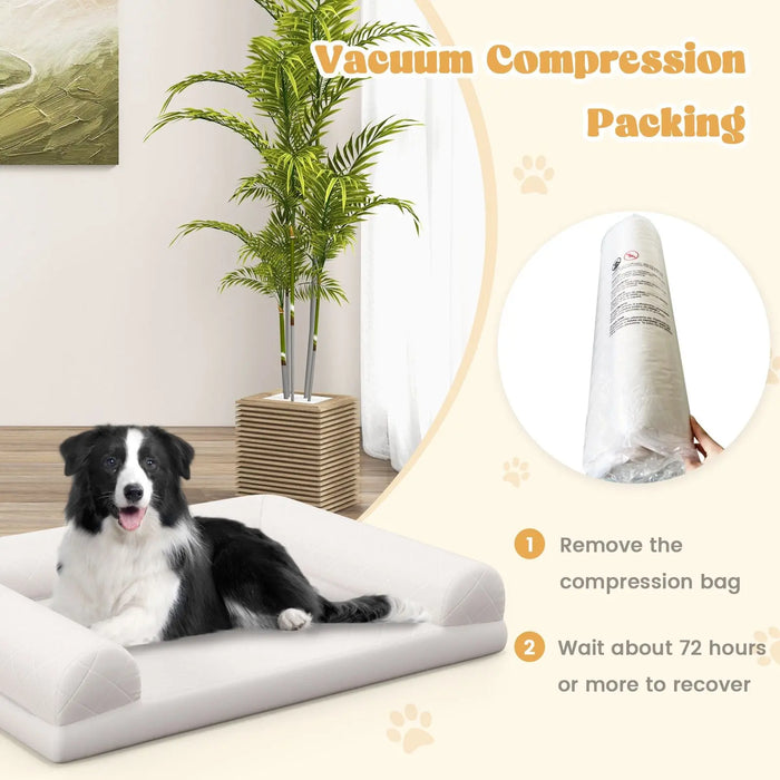 Orthopedic Dog Bed Egg-Foam Dog Crate Bed with 3-Side Bolster