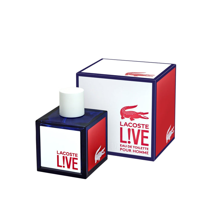 Lacoste LIVE men's Eau de Toilette 75ml bottle with bold citrus, green, and woody fragrance notes

