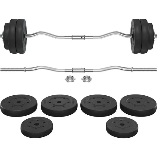 Ergonomic curl bar weightlifting set with adjustable plates and star locks – compact home gym equipment
