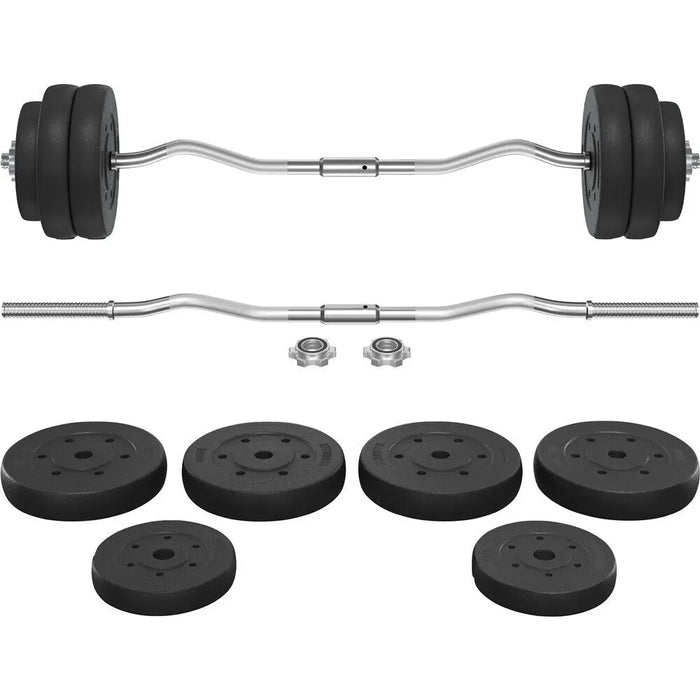 Ergonomic curl bar weightlifting set with adjustable plates and star locks – compact home gym equipment