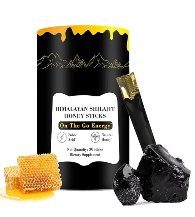 Shilajit honey sticks with raw honey and Himalayan extract for energy, immunity, and mental clarity