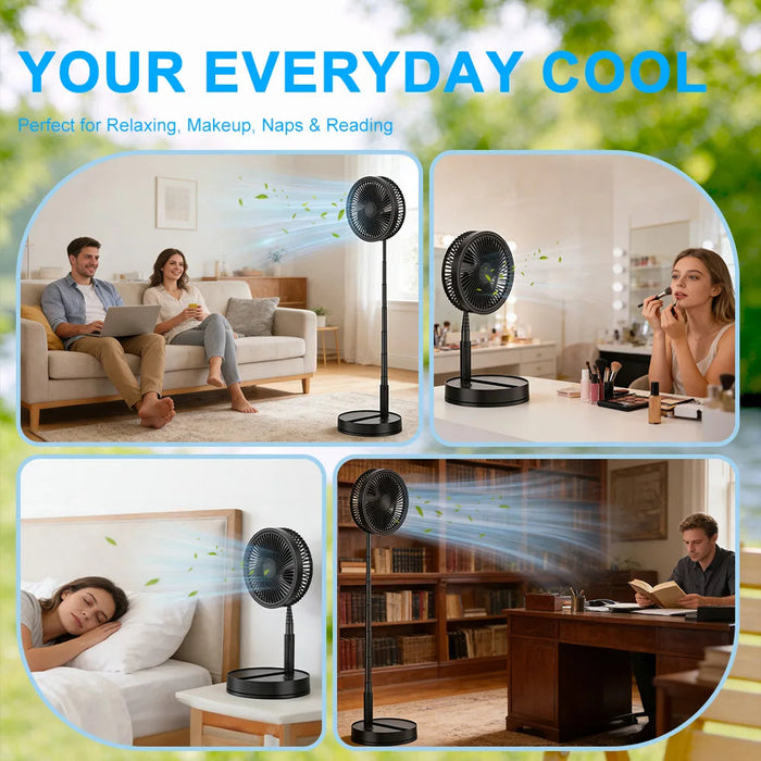 Portable Tower Fan – Foldable Height-Adjustable USB Rechargeable with Remote Control SF