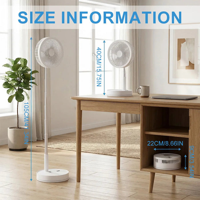 Portable Tower Fan – Foldable Height-Adjustable USB Rechargeable with Remote Control SF