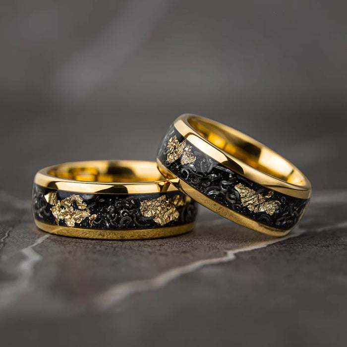 Men’s Tungsten Wedding Band – 18K Gold Plated Finish SF
