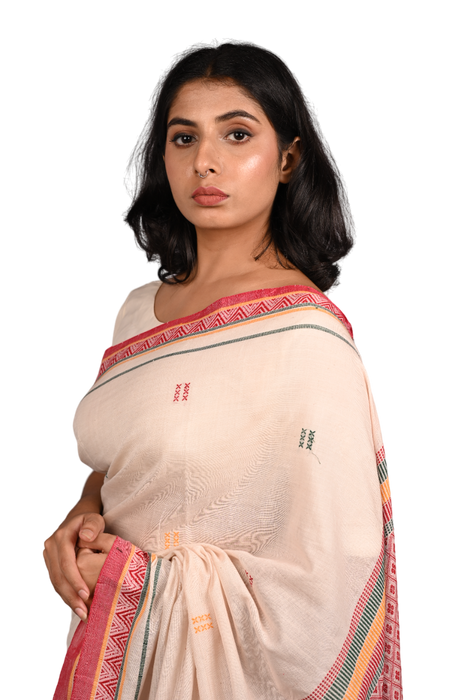 Habaspuri Saree – Traditional Handloom with Tribal & Temple Motifs - Samanta Factory