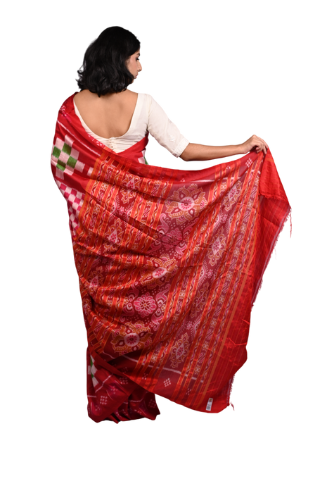 Khandua Silk Saree – Handwoven Ikat with Traditional Odisha Motifs - Samanta Factory