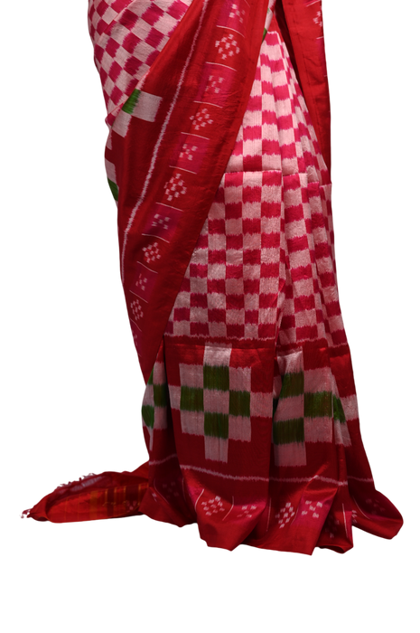 Khandua Silk Saree – Handwoven Ikat with Traditional Odisha Motifs - Samanta Factory