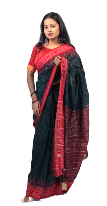 Khandua Cotton Saree – Traditional Odisha Handloom with Ikat Motifs - Samanta Factory