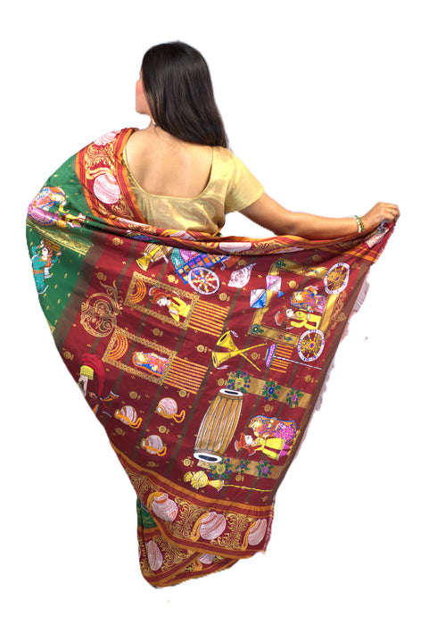 Pattachitra Saree – Hand-Painted Mythological & Cultural Art - Samanta Factory