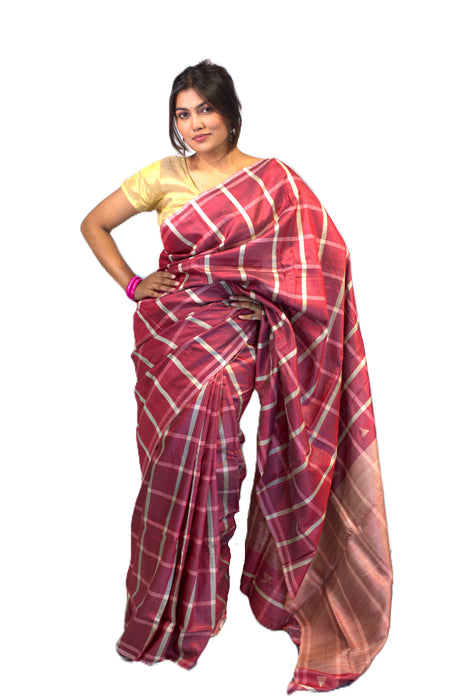 Tussar Silk Saree – Handwoven Wild Silk with Golden Sheen & Traditional Motifs - Samanta Factory