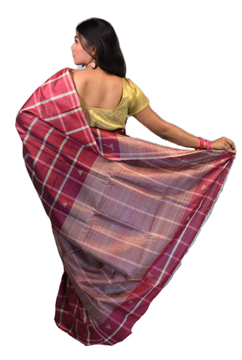 Tussar Silk Saree – Handwoven Wild Silk with Golden Sheen & Traditional Motifs - Samanta Factory