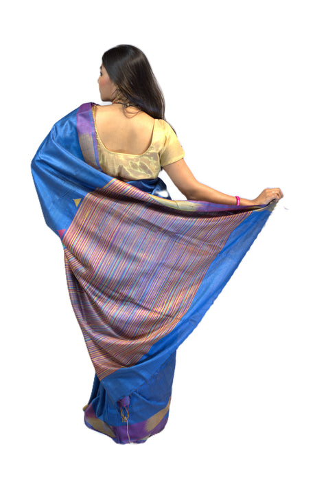 Tussar Silk Saree – Elegant Wild Silk with Golden Sheen and Traditional Motifs - Samanta Factory