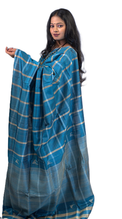 Tussar Silk Saree – Elegant Wild Silk with Natural Golden Sheen - Samanta Factory