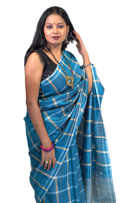 Tussar Silk Saree – Elegant Wild Silk with Natural Golden Sheen - Samanta Factory