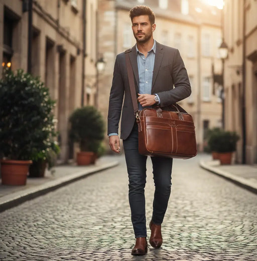 Leather Business Briefcase – Professional 15-Inch Laptop Work Bag SF