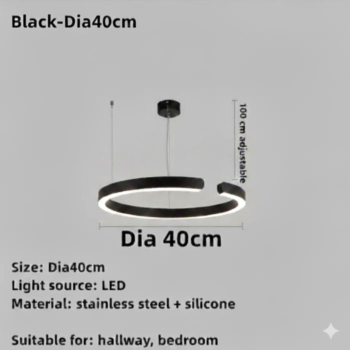 C Ring LED Pendant Light – Dimmable Nordic Hanging Lamp for Dining & Bedroom Spaces - Samanta Factory