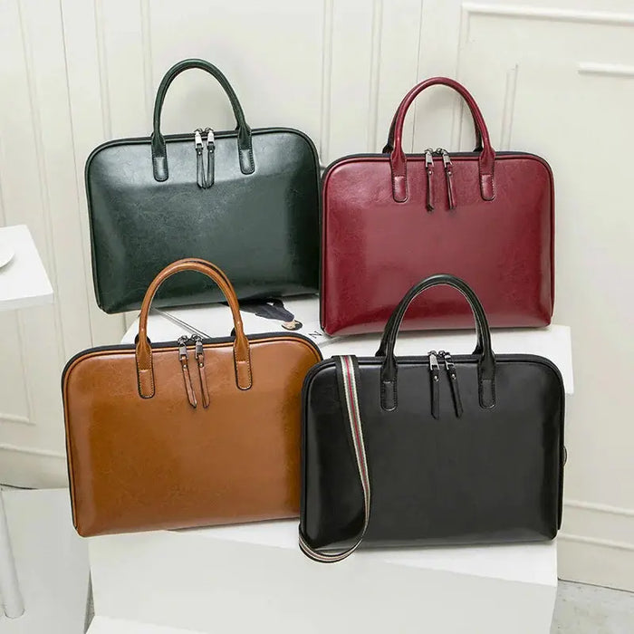 Leather Laptop Briefcase – Stylish Multi-Use Work Bag for Women SF