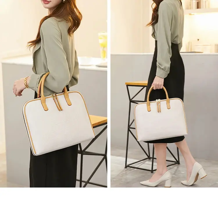 Leather Laptop Briefcase – Stylish Multi-Use Work Bag for Women SF