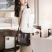 Women’s PU Leather Tote Handbag – Large Capacity Letter Design Tassel Shoulder Bag SF