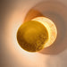 Gold Copper Moon Eclipse LED Wall Lamp with Fabric Shade and Sensor Switch for Bedroom
