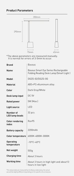 Rechargeable Folding Desk Lamp – Smart Full-Spectrum LED with Auto Dimming - Samanta Factory