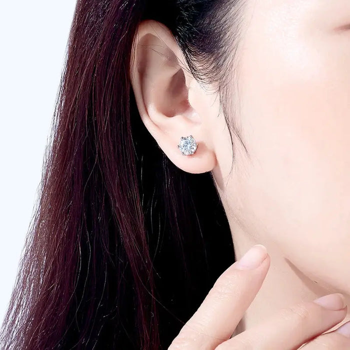 10K Gold Post Moissanite Stud Earrings with GRA Certificate SF