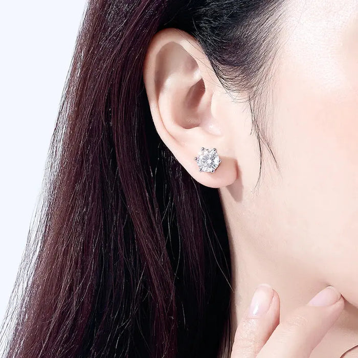 10K Gold Post Moissanite Stud Earrings with GRA Certificate SF