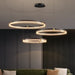 Modern Nordic LED pendant light fixture with aluminum frame, acrylic lampshade, and adjustable color temperature