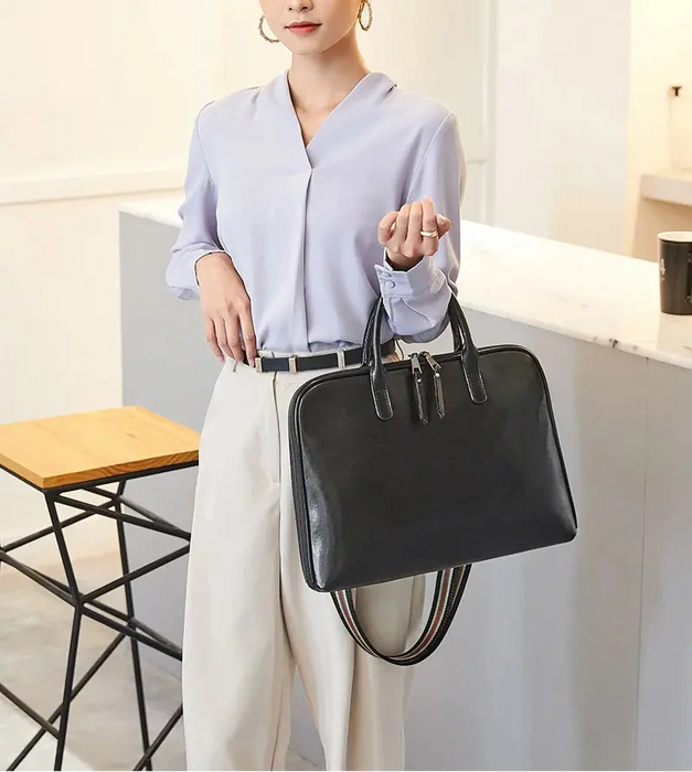 Leather Laptop Briefcase – Stylish Multi-Use Work Bag for Women SF