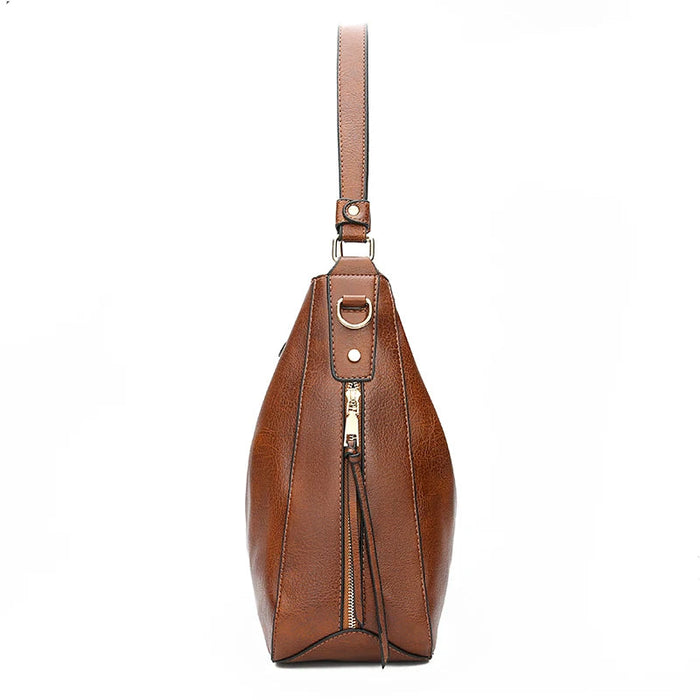 Luxury Faux Leather Hobo Handbag – Large Designer Women’s Tote Shoulder & Crossbody Bag SF