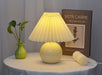Korean Table Lamp – Vintage Pleated Fabric Shade with Ceramic Base - Samanta Factory