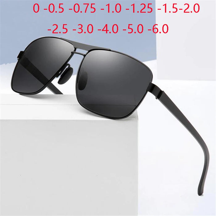 Myopia Reading Glasses for Men – Square Alloy Frame with Custom Polarized Lenses

