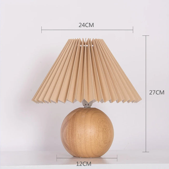 Korean Table Lamp – Vintage Pleated Fabric Shade with Ceramic Base - Samanta Factory