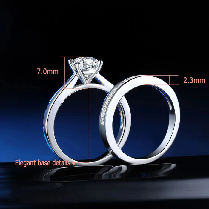 Bridal Ring Set – 1ct Round Cut Zircon in 925 Sterling Silver SF