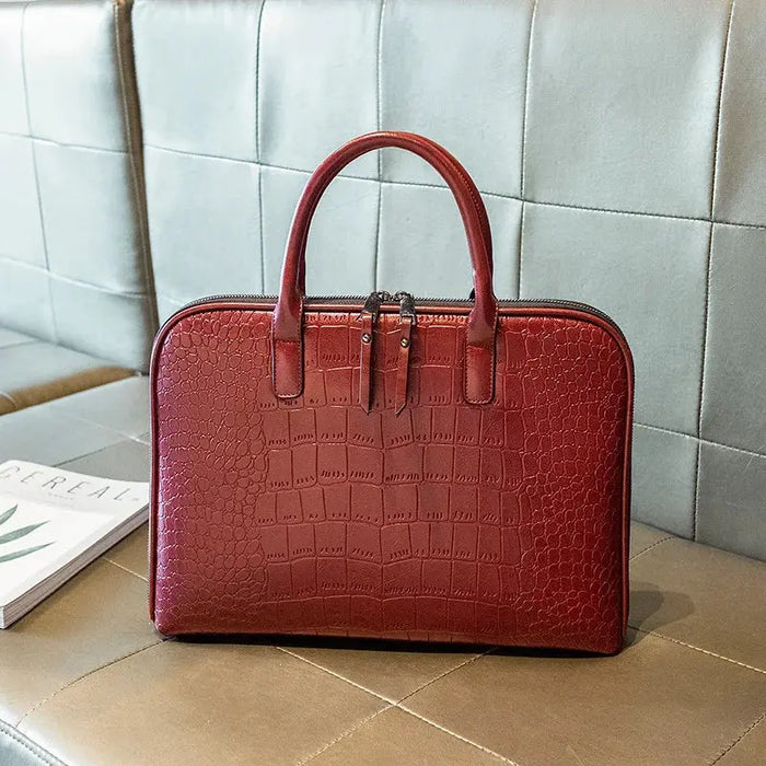 Leather Laptop Briefcase – Stylish Multi-Use Work Bag for Women SF
