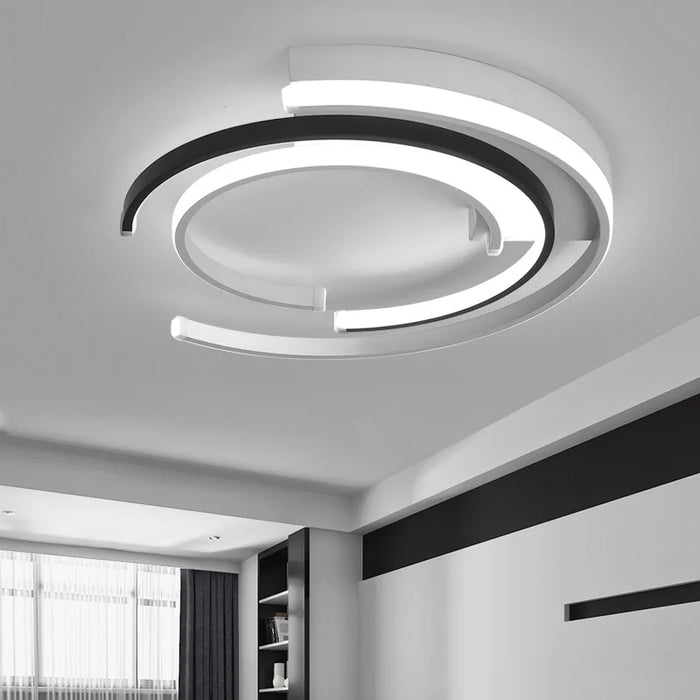 Modern Black LED Ceiling Light – Metal & Acrylic Surface-Mounted Fixture - Samanta Factory