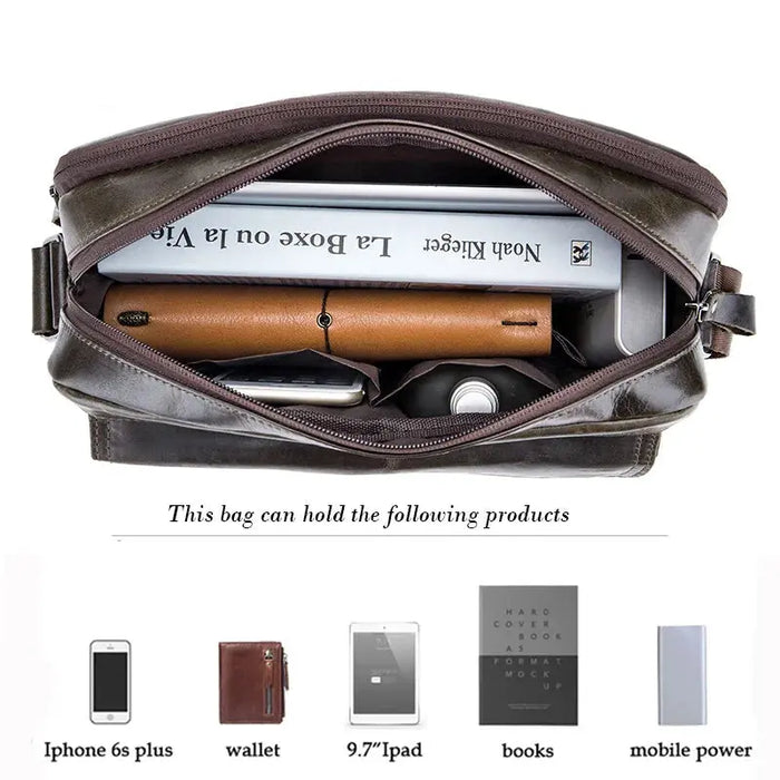 Leather Business Shoulder Bag – Soft Men’s Work Messenger Bag SF