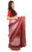 Handwoven Khandua cotton saree from Odisha with Ikat weave, featuring lotus, conch, and geometric motifs, saree only