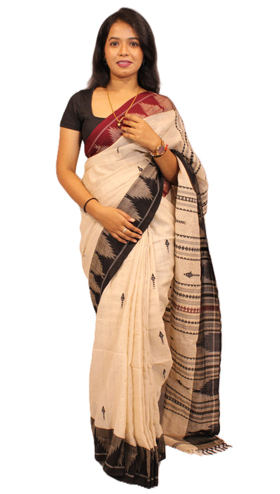 Kotpad Saree – Handwoven Tribal Weave in Natural Aul Dye - Samanta Factory