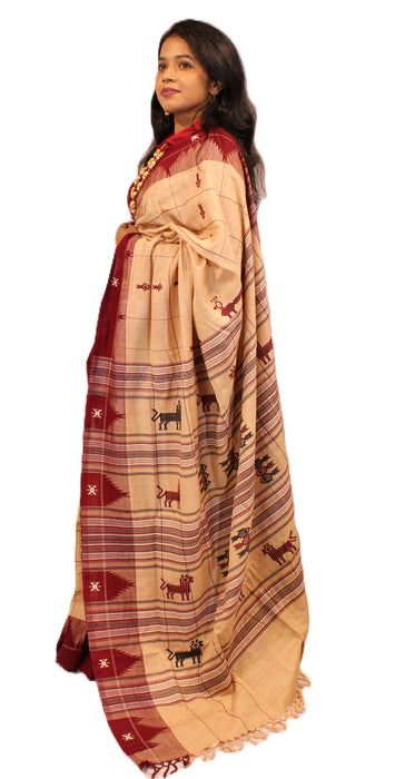 Kotpad Saree – Handwoven Tribal Design in Natural Aul Dye - Samanta Factory