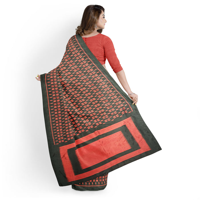 Khandua Silk Saree – Handwoven Ikat with Lotus, Animal & Geometric Motifs - Samanta Factory