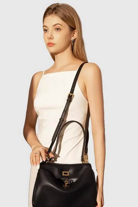 Cow Leather Shoulder Bag – Soft Tote with Large Capacity SF
