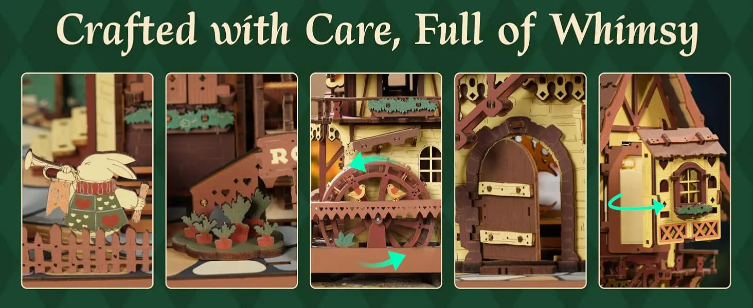 Wooden Cuckoo Clock 3D Puzzle – Light-Up Fairy Treehouse with Moving Bird & LED Lights - Samanta Factory