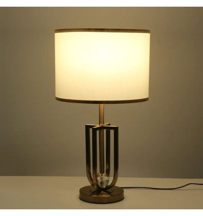 European-Style Bedside Table Lamp – Fabric Shade with Crystal Accent - Samanta Factory